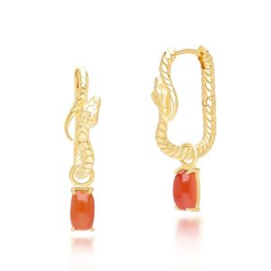 CARNELIAN SNAKE DANGLE HOOP EARRINGS